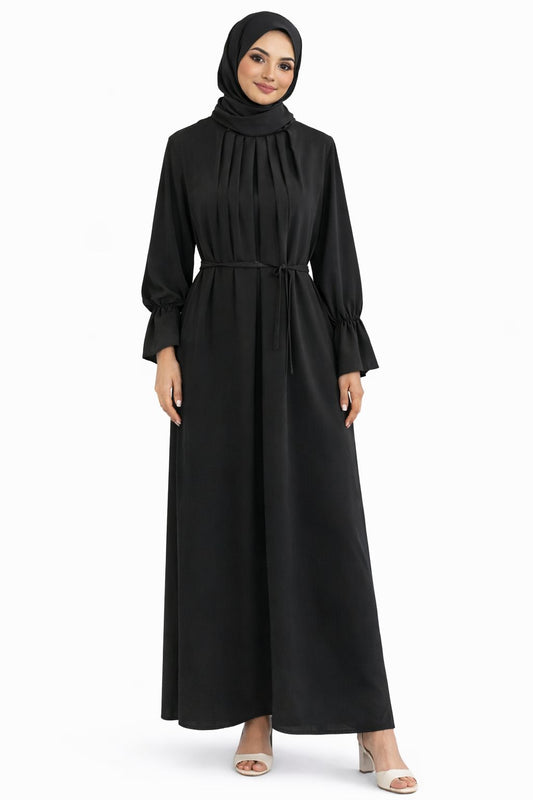 Sara Abaya mit Bindegürtel Schwarz