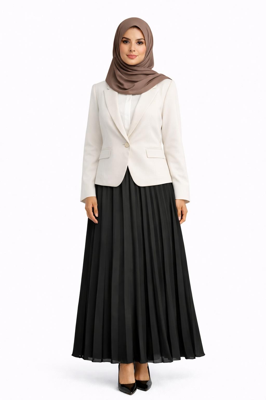 Plissee Rock in Schwarz - Maxi Rock Damen