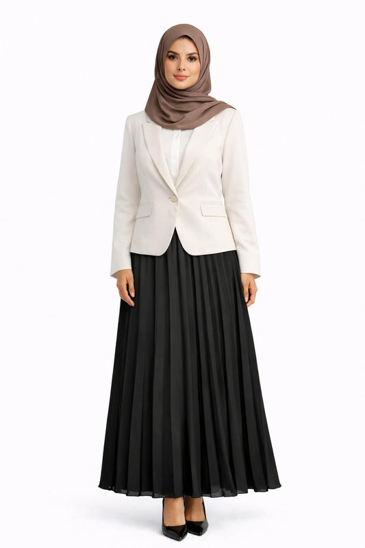 Plissee Rock in Schwarz - Maxi Rock Damen